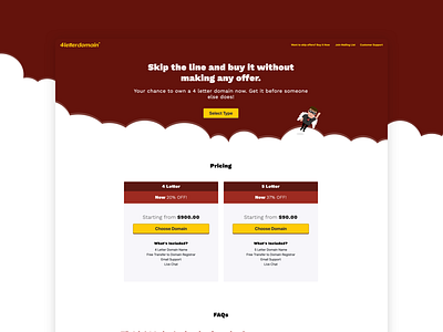 4LD Pricing & Domain Selection Page branding cartoon cartoon character cartoon design cartoonish character design flat guy illustration person ui user interface ux vector web web design website