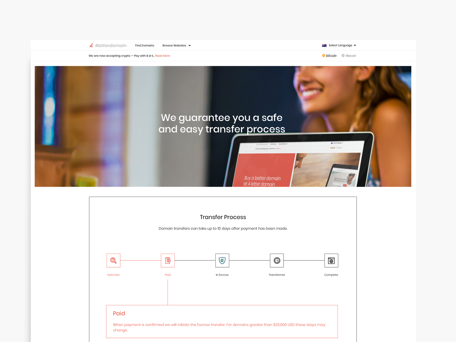 Transfer Process Page by 4 Letter Domain on Dribbble