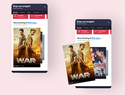 Tinder like swipe for movie app bookmyshow interaction movie app movie poster poster swipe swipes ticket app