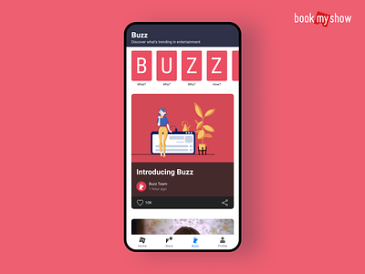 Latest entertainment content and news app | BookMyShow Buzz bookmyshow buzz content entertaiment mobile app movie app news app stories ticket app ui ui design