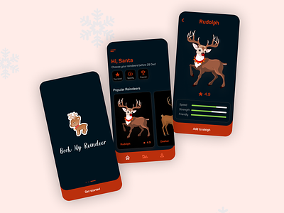 If Santa had a pet app 🎅 christmas dailyui design mobile ui reindeer santa ui ui design