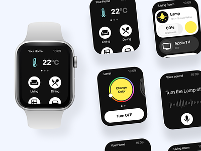Smart Home App on Apple Watch apple apple design apple watch design smart home smart home app smarthome ui ui design watch ui