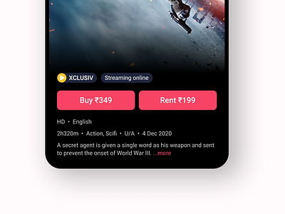 Movie streaming app - Details page closeup | BookMyShow Stream