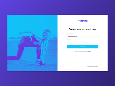 Fitness App Signup authentication design duotone fitness app interace