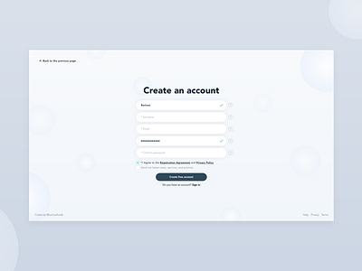 DailyUI_001 | Sign Up Page bubbles daily ui dailyui dailyui 001 light registration signup ui web webdesign