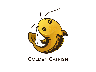 Golden Catfish Sticker branding design fish illustration logo sticker vector