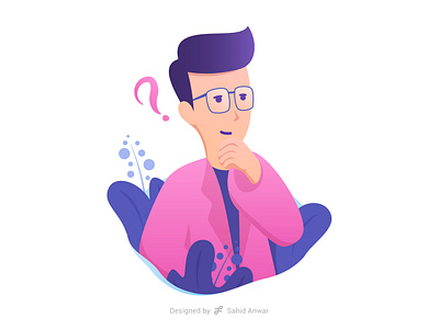 Thinking answer character confused consultant design find glasses illustration inspiration man men mind people professor question scientist solution think ui vector