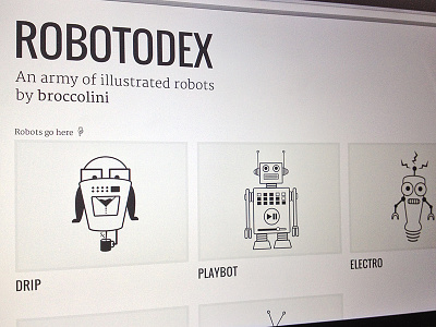 Robotodex gallery illustration robotodex robots web design website