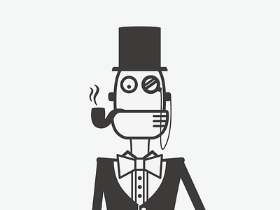 Fancy bot in the works bow tie fancy illustration monocle pipe robot robotodex