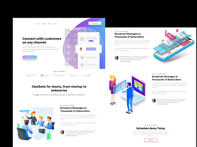ChatBot Landing Page WIP clean design features fun art illustration isometric landing page landing page landing page design minimal typography website concept