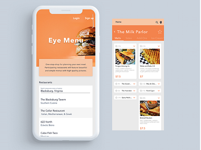 Eye Menu app branding design illustration ui ux vector webdesign