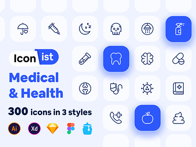 Medical and Health (Iconist) 2 app apple brain design health icon icon set iconist line medical medicine mobile poop ui vector virus
