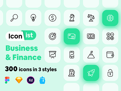 Business & Finance 2 (Iconist) app bitcoin business coin creditcard design dollar finance gold icon icon set line lock money petrol symbol ui ux vector