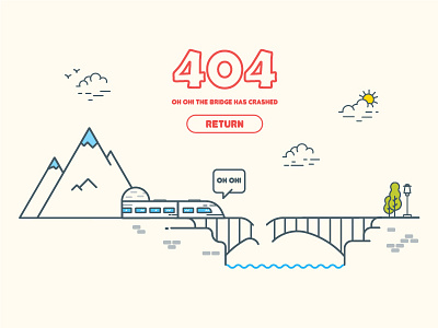 oh 404! 404 bridge cloud crash oh sea sun train tree