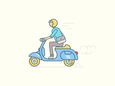 Ghost Rider bikes character delivery design graphic illustration man ride road vespa