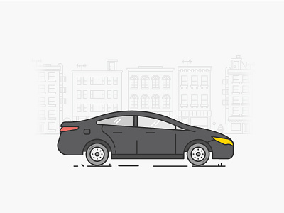 Luxury car building car city flat illustration line luxury simple