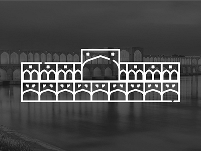 Si-o-se Pol، means 33bridges (Iran's monuments 3) 33 bridges building city icon illustration iran isfehan line symbol vector