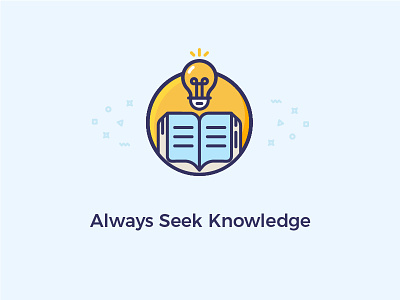 Always Seek Knowledge always book bright care hands icon illustration knowledge lamp seek vector