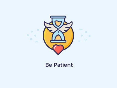 Be Patient bright heart hourglass illustration patient vector wing