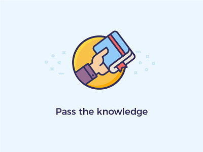 Pass the knowledge hand heart illustration knowledge pass lend vector