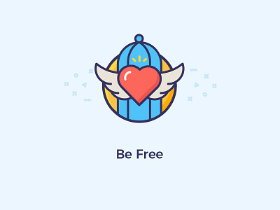 Be Free bright cage free heart illustration vector