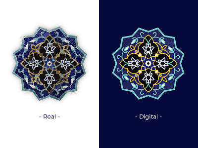 Iranian traditional tile 1 digital flower iran islam mosque real tile traditional vector