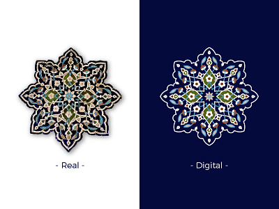 Iranian traditional tile 2 digital flower iran islam line mosque real tile traditional vector