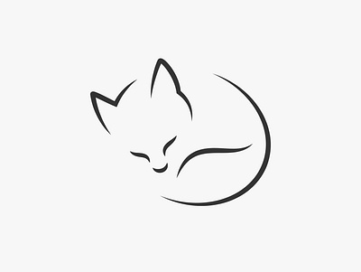 Minimalist Cat Logo Design animal cat cute fox golden ratio lineart minimalist pet simple sleep sleeping