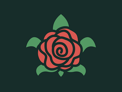 Turtle Rose Flower Logo