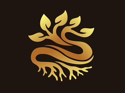 Infinity Tree Logo branch forever gold green infinity leaf luxury minimal simple tree