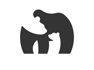 Mother Bear Negative Space Logo animal baby bear minimal mother mountain nature negative simple son space wild