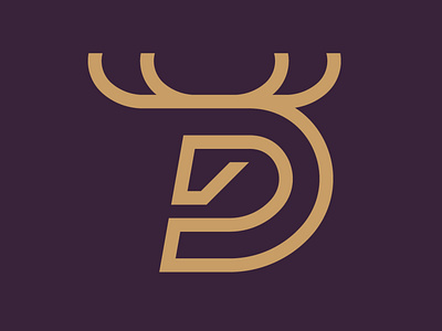 Monogram Deer Letter D Logo animal antler d deer initial letter minimalist monogram monoline moose