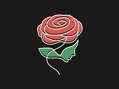 Woman Rose Logo beauty cosmetic face forever girl lineart love minimalist red rose woman women