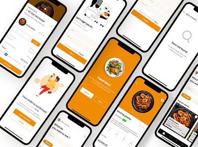 Food mart app design illustration illustrator minimal typography ui ux vector website