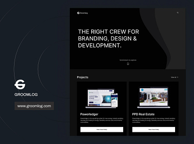 Groomlog Agency app branding design illustration logo typography ui ux web website