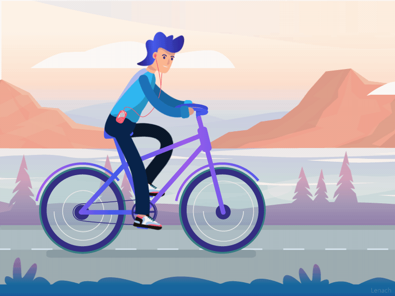 Cycling Man Character 2D animation 2d animation animated animation bycicle character colorful cycling gif guy healthy hobby holiday landscape lifestyle mountains music speed sport sportsman vector