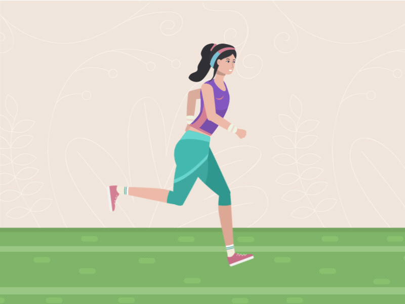 Sporty girl running character animation after effects athlete character colorful fitness gif animation girl gym health run running sport sportsman sportswear summer vector woman workout
