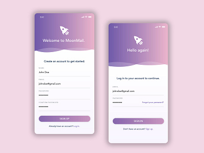 Sign Up Form - Daily UI app contemporary daily 100 challenge dailyui design gradient mail app minimal mobile app modern sign in form sign up form sketch ui ux web