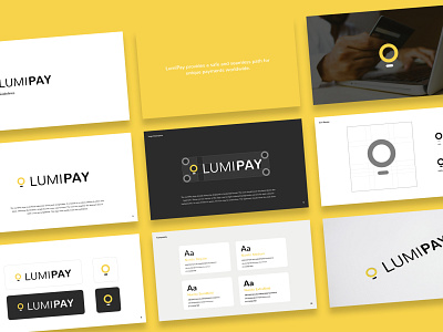 Brand Development and Guidelines for LumiPay black brand brand guidelines brand identity branding contemporary corporate identity graphic design logo logo design minimal modern typography vector yellow