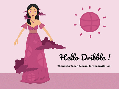 Hello dribble! debut design first shot girl hello dribble illustration