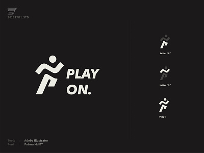 Playon app black brand identity branding design geometry icon illustration logo logo design logoideas logoinspirations logoinspire logotype mark professional running sport sports logo