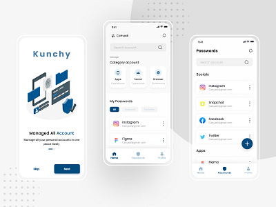 Kunchy - Password Manager App apps design dribbble indonesia indonesia mobile apps ui user experience user interface ux