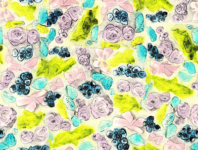 Super Sweet botanical art design illustration pattern repeat pattern surface pattern textile watercolor
