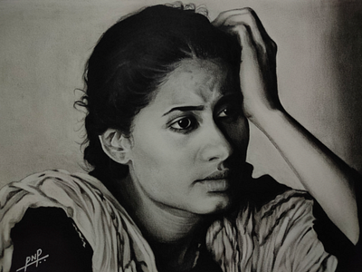 Smita Patil abstract art actress bollywood bollywood actress charcoal dark graphite illustration india paper pencil pnp sketch sketching smita patil