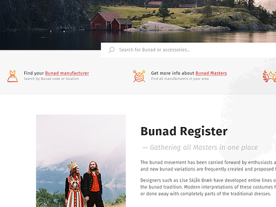 Bunad Register Home page bunad debut ethnic home norway plain promo page typography web web design