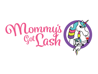 Mommy's Got Lash baby colorful logo rainbow script unicorn wine