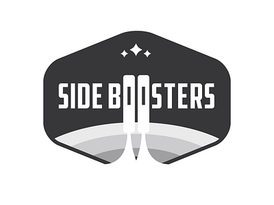 Side Boosters Logo earth logo podcast rocket rockets space stars