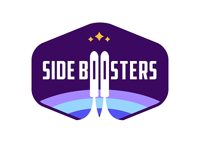 Side Boosters Logo with color earth logo podcast rocket rockets space stars