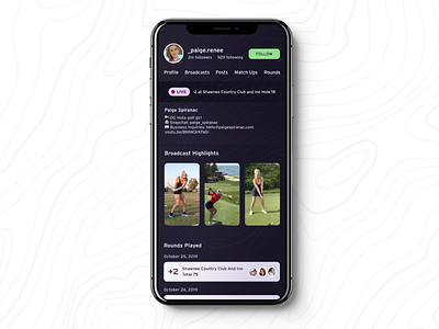 Bit Practice 1 dailyui dark golf live video profile twitch