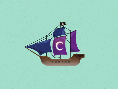 Captain C ship. boat illustration sail ship vector